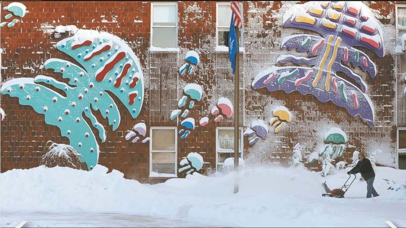 Niantic Center School Shoveling The Snow